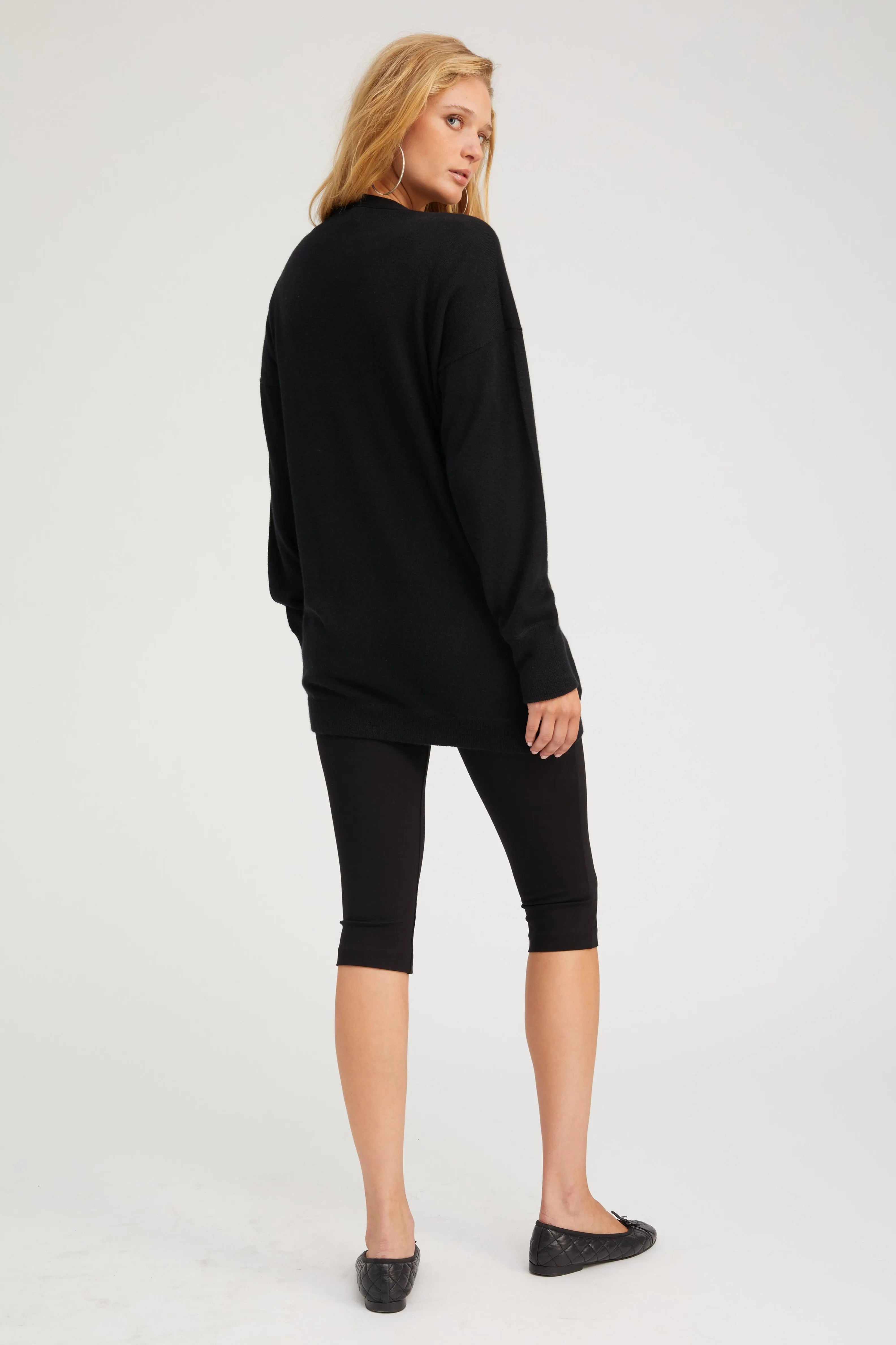 Black Cashmere Boyfriend Cardigan