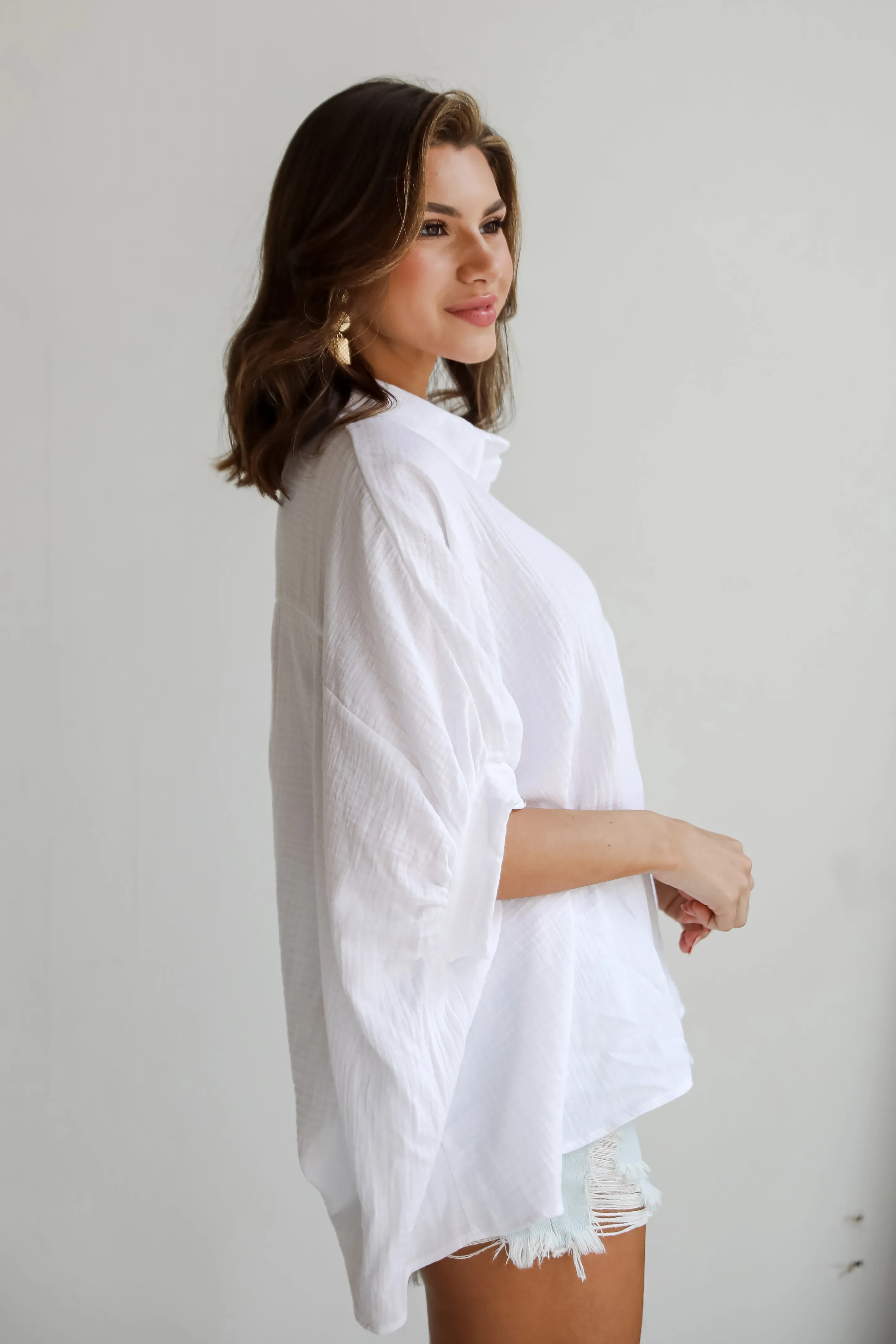 FINAL SALE - Charming Summer Linen Oversized Button-Up Blouse