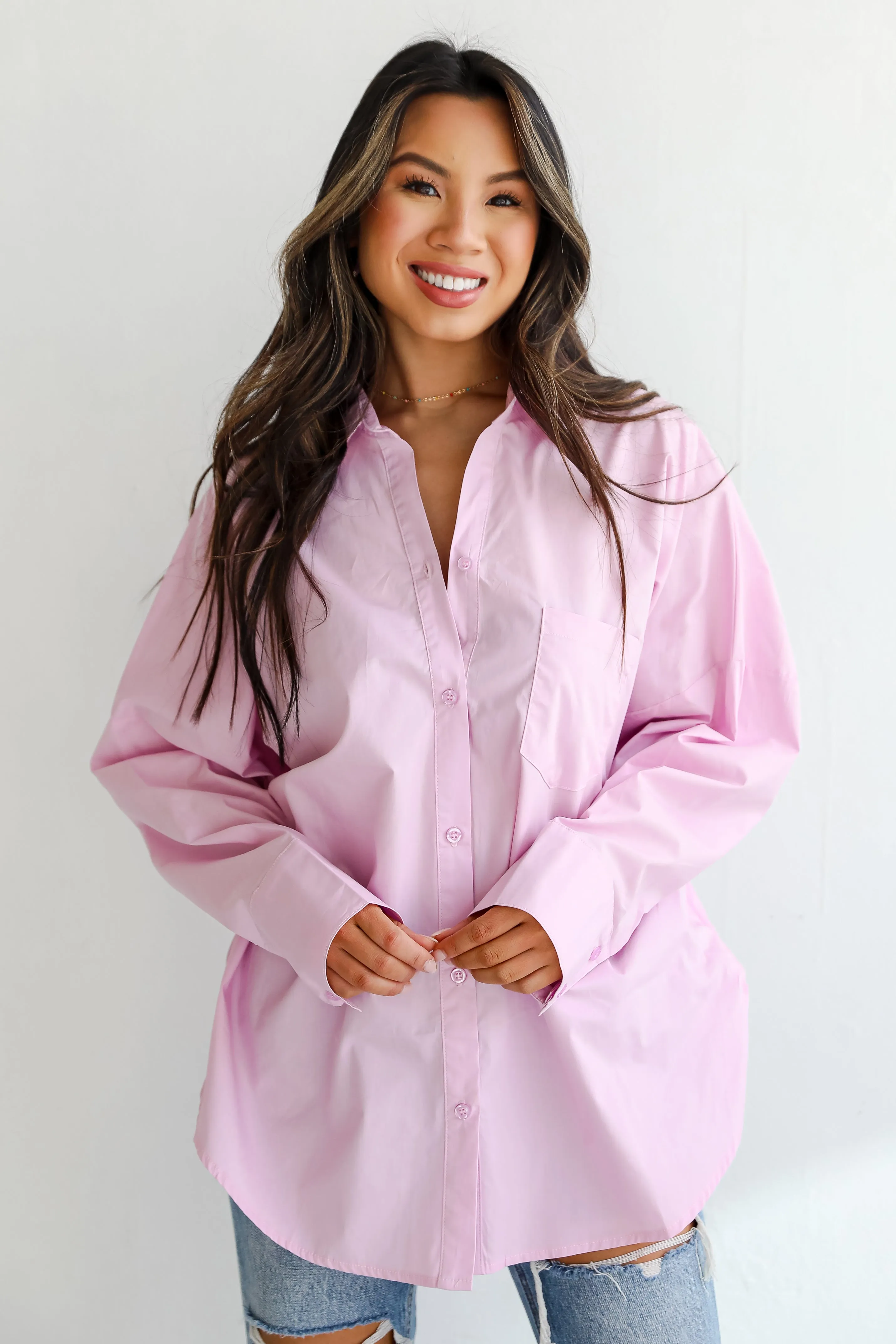 FINAL SALE - Hayden Lavender Button-Up Blouse - DU DEAL